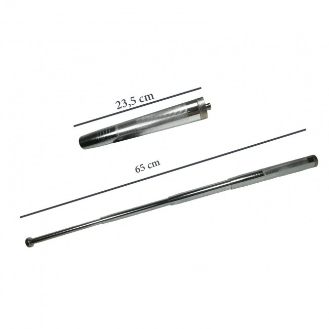 Baston telescopic din 4 segmenti  Argintiu  65 cm 