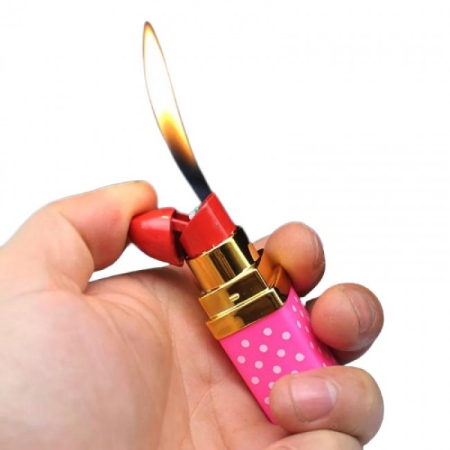 Bricheta tip ruj reincarcabila cu gaz , flacara normala Roz