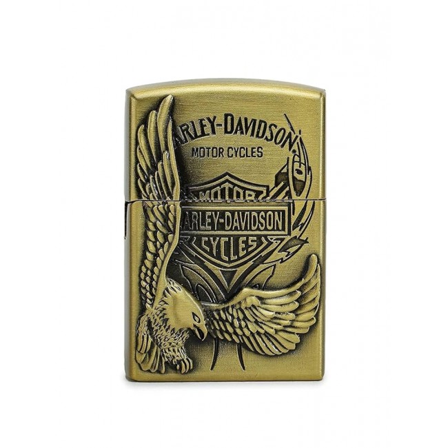 Bricheta metalica Harley-Davidson cu aprindere pe piatra reincarcabila cu gaz flacara normala