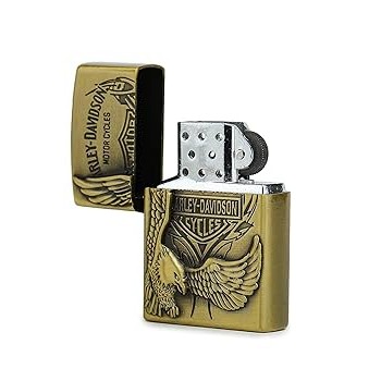 Bricheta metalica Harley-Davidson cu aprindere pe piatra reincarcabila cu gaz flacara normala