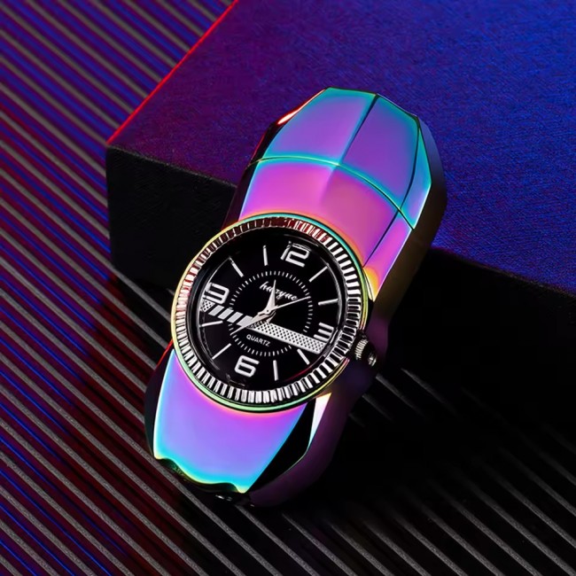 Bricheta cu ceas  si led antivant  reincarcabila cu gaz multicolor