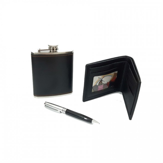 Set cadou pentru barbatI sticla whiskey, pix, portofel HT-34 Set cadou pentru barbatI sticla whiskey, pix, portofel HT-34