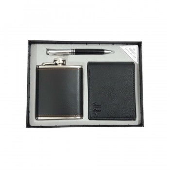 Set cadou pentru barbatI sticla whiskey, pix, portofel HT-34