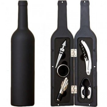 Set cadou 5 accesorii pentru vin , 32 cm, cutie in forma de sticla