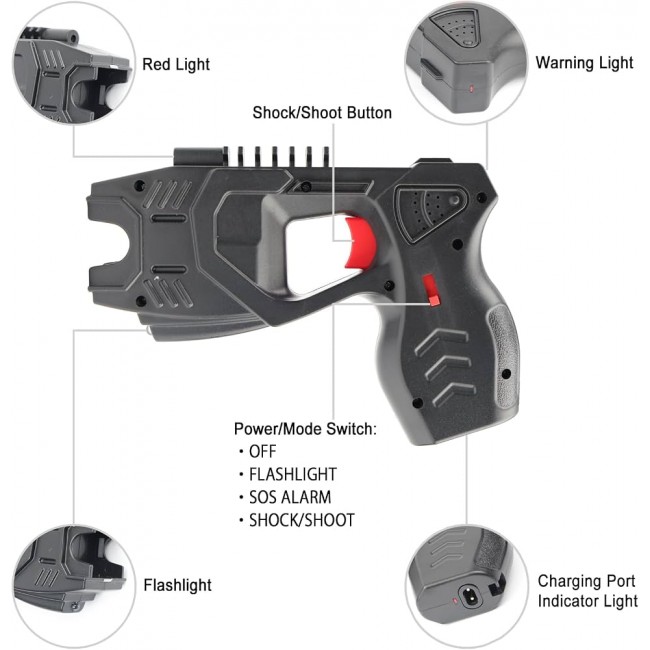 Pistol Taser cu 3 rezerve ,Lanterna led , Alarma si Laser