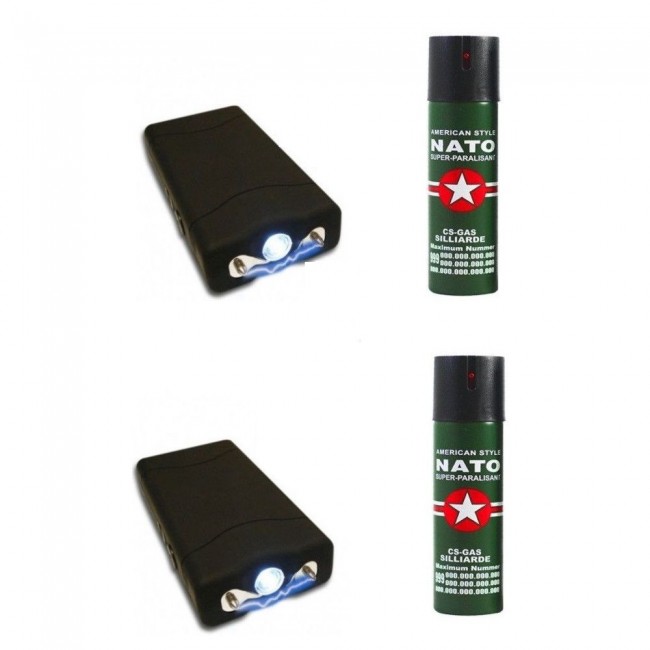 Kit autoaparare format din 2 electrosoc si 2 spray Nato paralizant 60ml Kit autoaparare format din 2 electrosoc si 2 spray Nato paralizant 60ml
