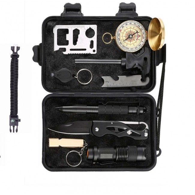 Kit de supravietuire multifunctional 11 in 1 pentru drumetii