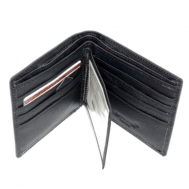 Portofel din piele barbatesc, negru fara capsa se-002h